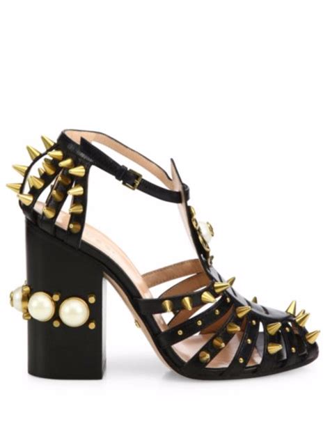 gucci kendall studded leather sandals|gucci sandals.